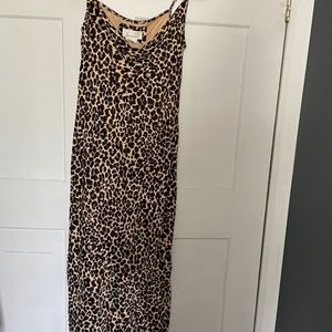 Anthropologie Gorgeous Satin Leopard Slip Dress